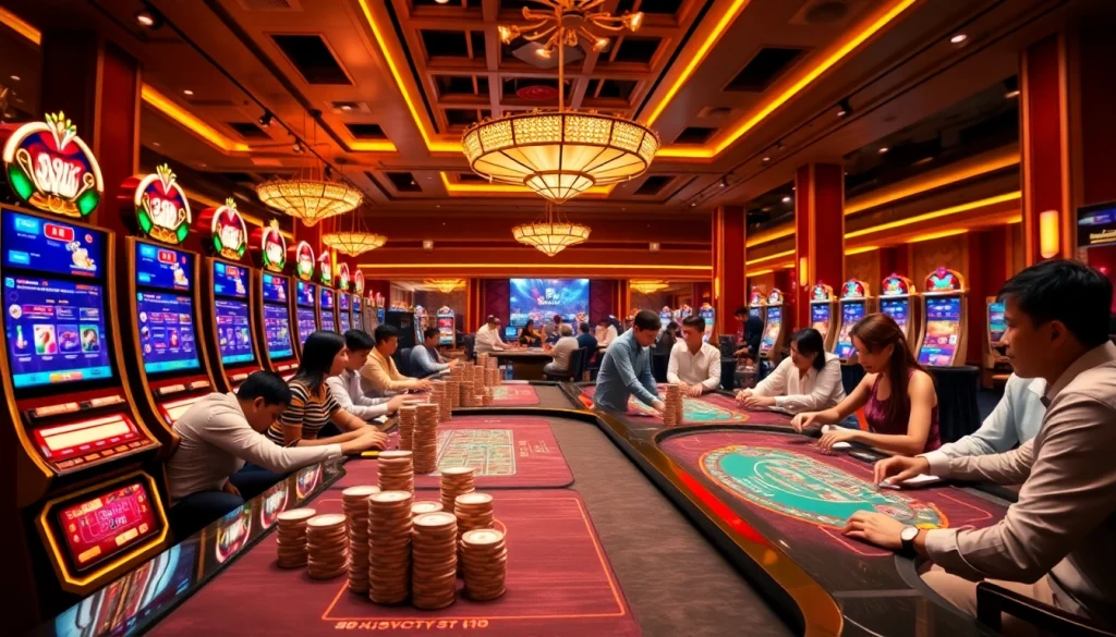 Experience the thrill of 32win đăng nhập at a luxurious online casino table with vibrant games.