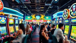 Menggambarkan petanitoto dalam suasana kasino online yang hidup dan dinamis dengan pemain yang menikmati permainan.