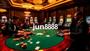 Experience thrilling gameplay at jun888 with vibrant casino tables and exciting slot machines.