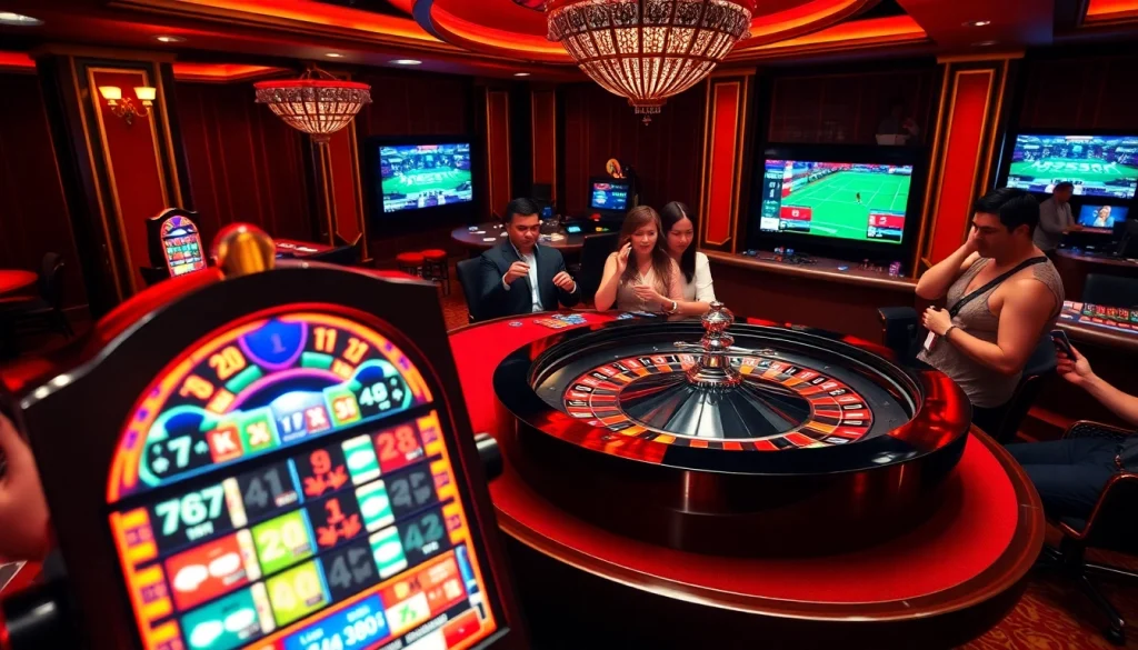 Experience the excitement of gambling at https://vua99.day/ with a vibrant roulette table scene.