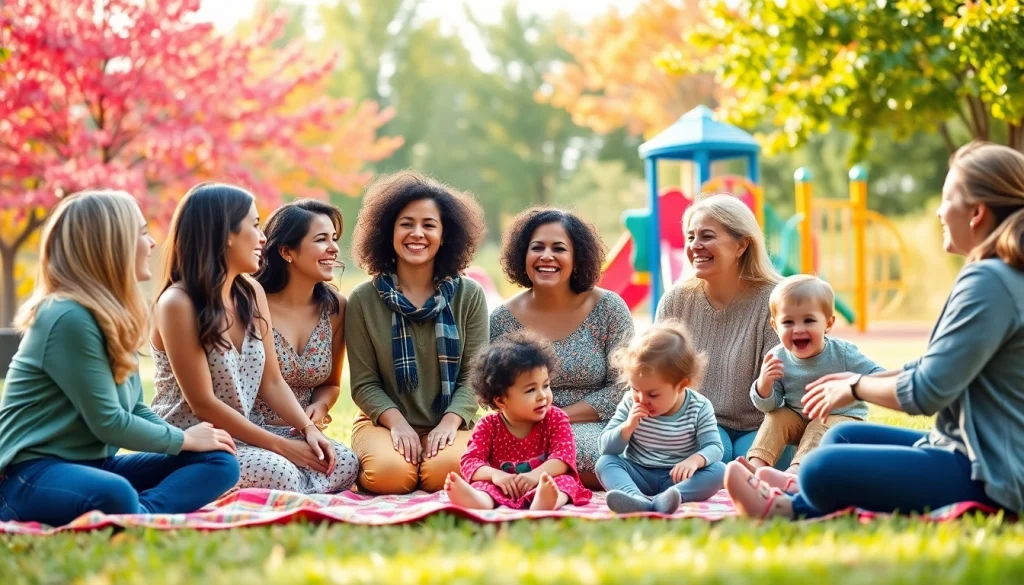 Capture joyful interactions of moms at https://giveaways4mom.com enjoying playful activities in a vibrant park setting.