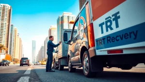 Quick and reliable car recovery services showcased by https://trtrecoveryuae.com in Dubai's busy streets.
