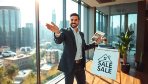 Showcasing Real Estate opportunities with a professional agent in an urban setting.