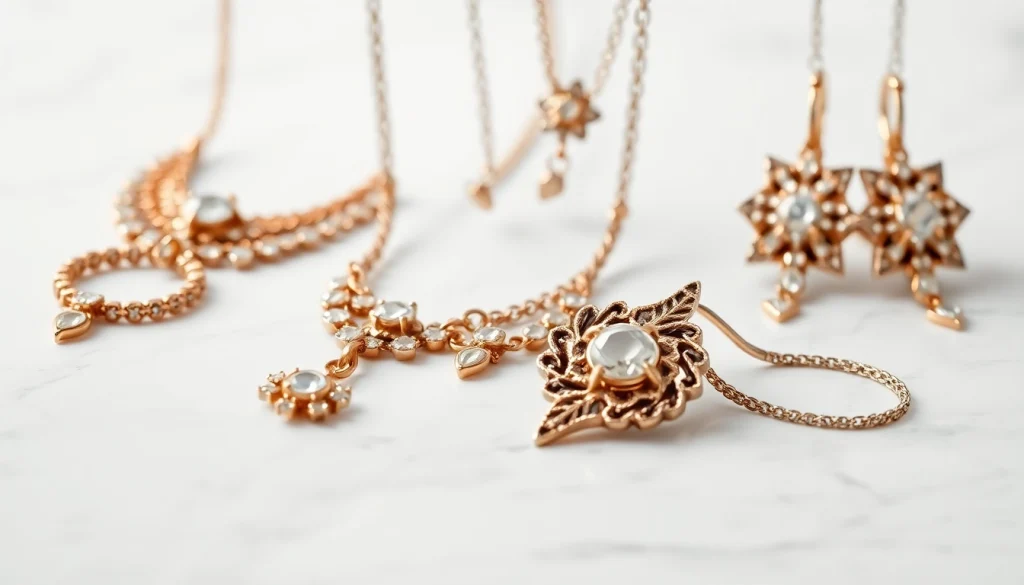 Showcase of unique jewelry pieces from https://valenciakey.es with intricate designs and elegant presentation.