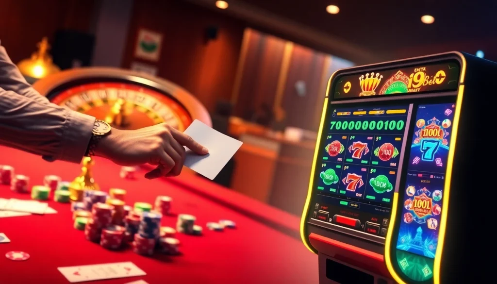 Experience the thrill of gaming at i9bet's vibrant casino table with poker chips and roulette.