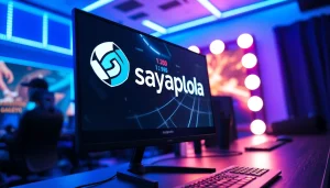 Menggambarkan logo sayapbola di antarmuka permainan modern yang menarik.