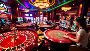 Experience the excitement of JUN88 with luxurious casino scenes featuring dynamic gameplay.