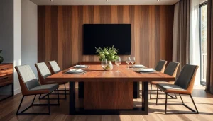 Showcase a beautifully crafted custom dining table in a cozy setting, perfect for creating memorable dining experiences.