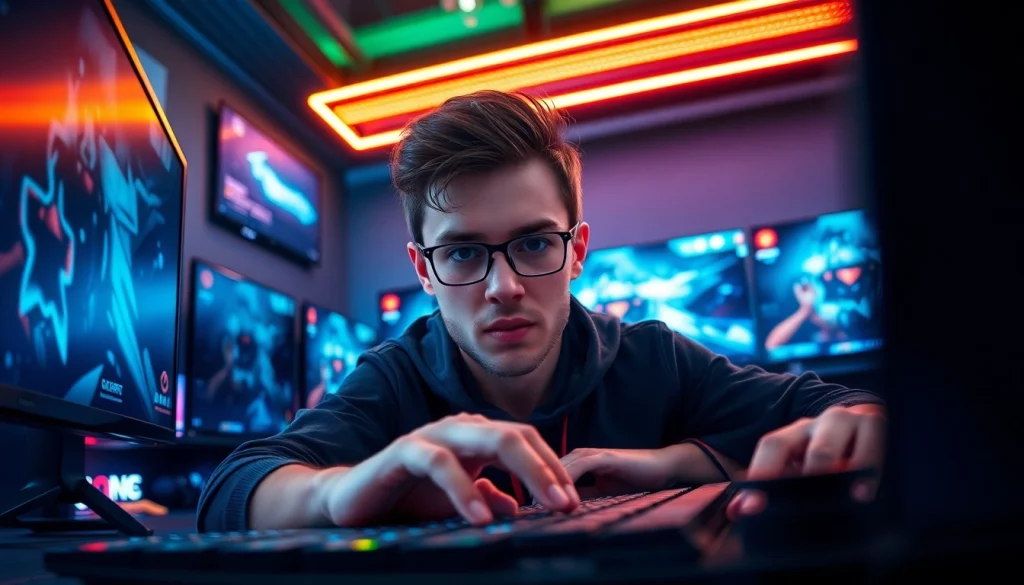 Enhance your gaming with products from https://www.mas4games.com, featuring a passionate gamer in action.