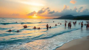 Engage with beautiful sunset views at http://datanisle.com featuring diverse beach activities.