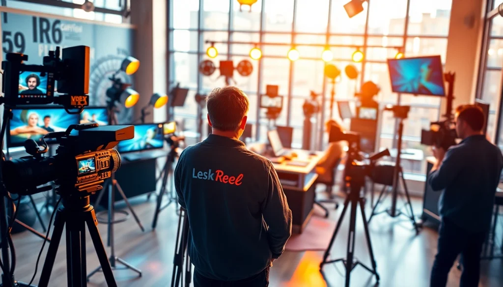 Creative Video Production Agency studio scene showcasing dynamic filmmaking process and vibrant atmosphere.