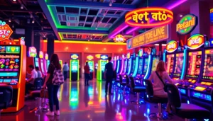 Petani toto dalam suasana bermain yang ceria dengan pemain aktif di mesin slot.