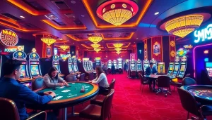 Players enjoying intense poker action at MM 88's luxurious casino tables filled with excitement.