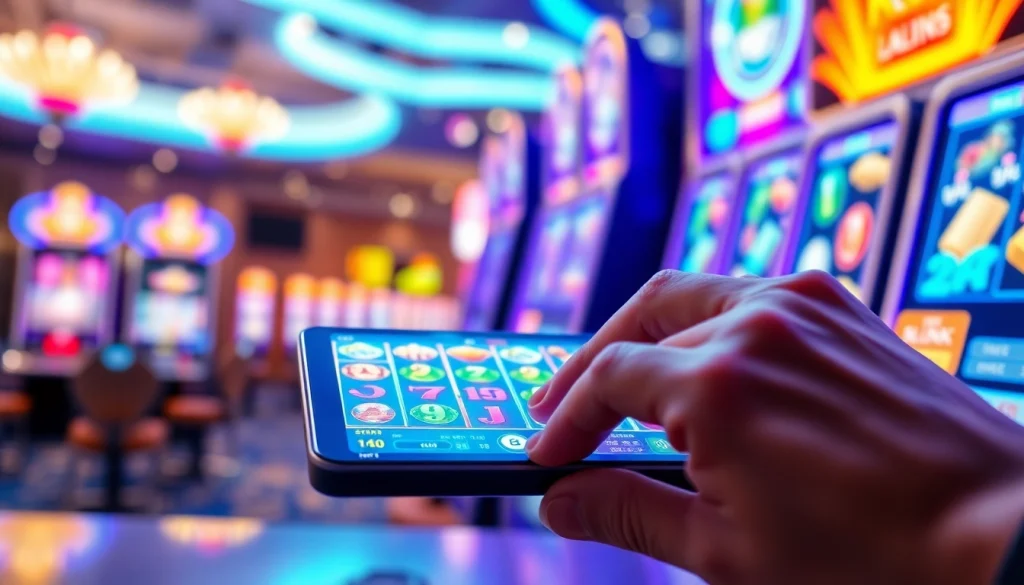 Menggambarkan slot depo 5k dengan suasana permainan slot online yang dinamis dan menarik.