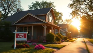 Real Estate home with inviting garden and "For Sale" sign capturing the essence of buying a house.