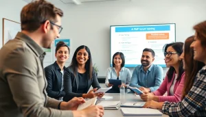 Engaging career training session at CareerSprints.com with diverse participants and a dynamic coach.