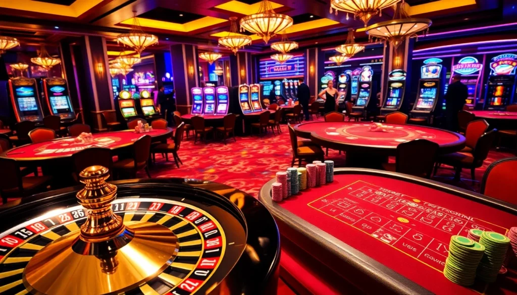 Experience the thrill of F168 with casino tables, vibrant chips, and a roulette wheel in a luxurious setting.