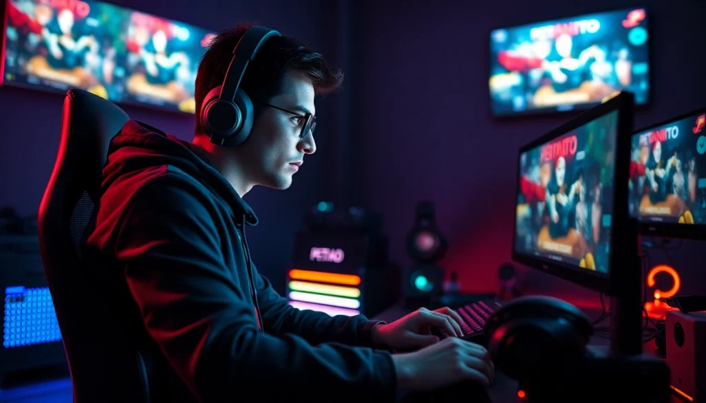 Rasakan keseruan bermain petanitoto dengan gamer berkonsentrasi di ruang modern.