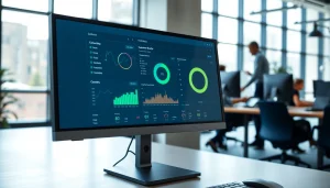 Showcasing a professional call center software interface on a modern workstation.