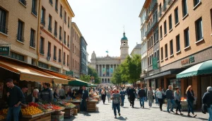 Огляд новин на https://sumytoday.in.ua: активне вуличне життя на фоні центральної площі Сум.