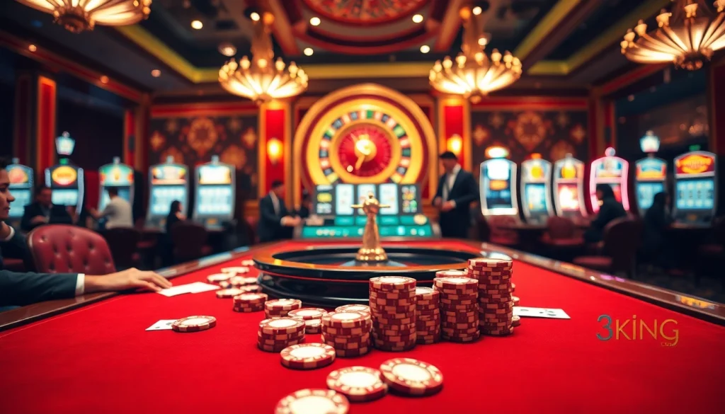 Experience thrilling gameplay on https://3king.cn.com/ with casino tables, vibrant chips, and dynamic winning moments.