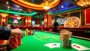 High-stakes poker game at u888bet casino table with vibrant chips and winning cards.
