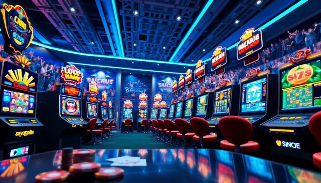 Main interface of sayapbola gaming platform with colorful slot designs and sports elements.