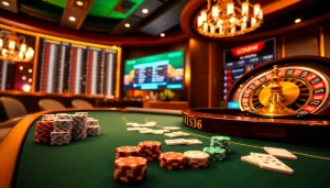 Experience high-stakes gaming at OK365 Trang chủ, featuring vibrant casino tables and live odds.