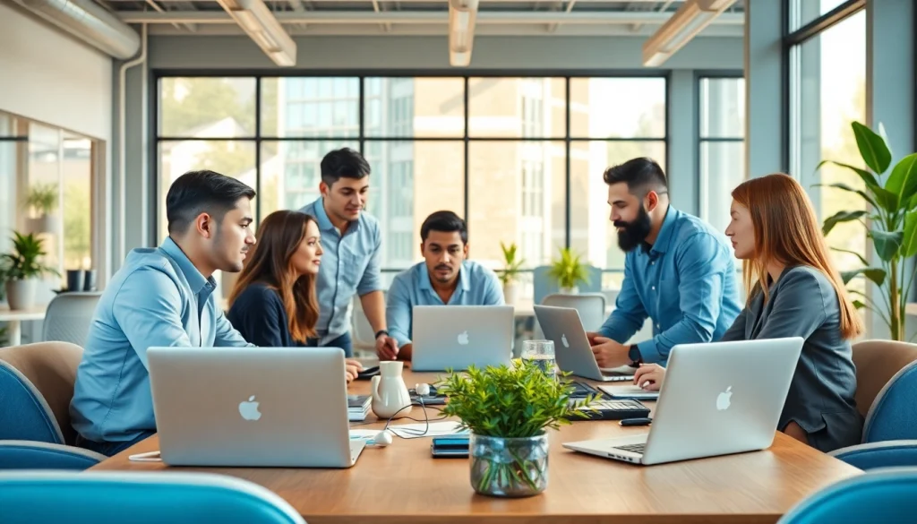 Hire Asp.net developers collaborating in a bright, modern office to enhance software projects.