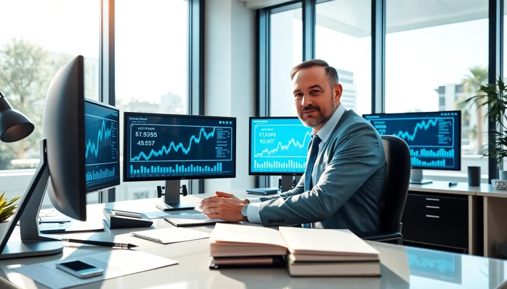 Assurer Voiture En Ligne : Professional insurance broker in a modern office setting.