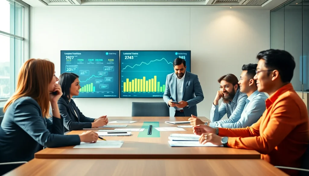 Inspirational Indian entreprenure brainstorming with a diverse team in a modern office