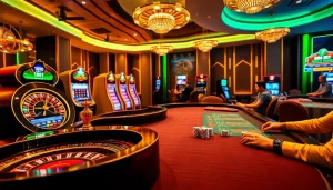 188bet players engaging with vibrant casino games in a luxurious online gambling setting.