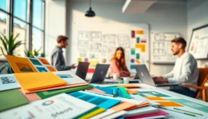 Creative team collaborating on digital designs at https://heleensnyasyatelje.se workspace.