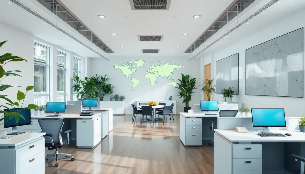 Enhance real estate understanding with a modern office setting featuring professional decor.