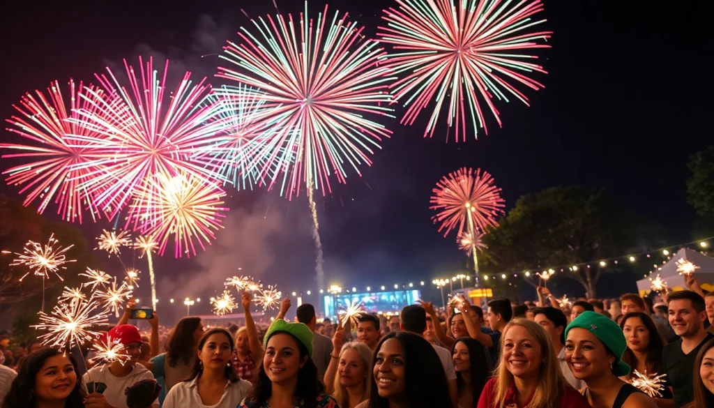 Watch stunning fireworks celebrate moments from https://5starfireworks.co.uk amidst joyful crowds.