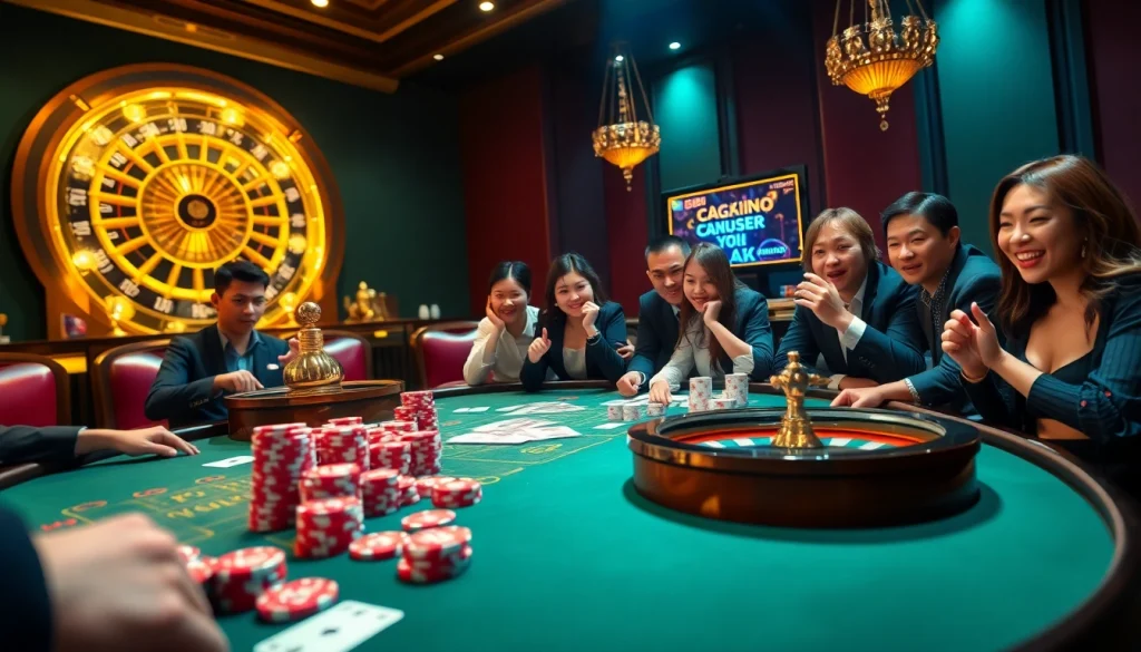 Experience the thrill of gambling at NK88 with luxurious poker chips, cards, and vibrant casino ambiance.