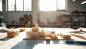 Architekturmodellbau Dresden zeigt detaillierte Miniaturmodelle in einem hellen Studio.