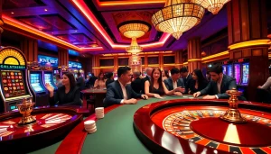 A group of players enjoying the excitement of various games at the 8qbet casino venue.
