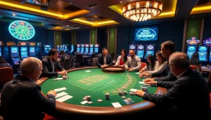 Immerse in the excitement of LUCKYWIN with vibrant casino games showcasing poker chips and winning displays.