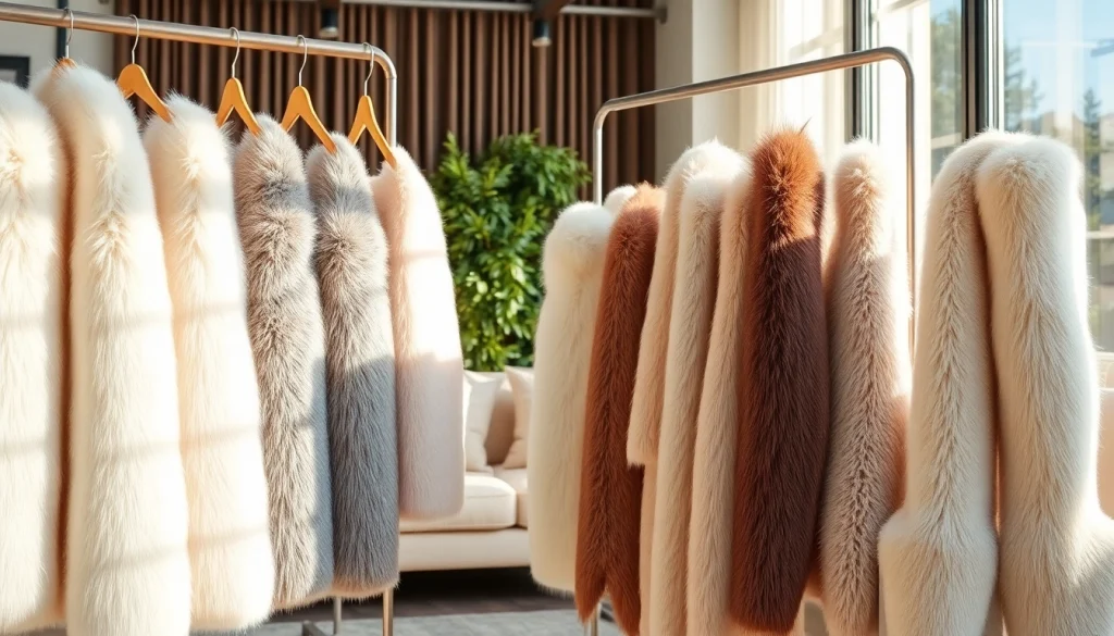 Verken nepbont stoffen in een stijlvolle interieur met luxe texturen en kleurvariaties.