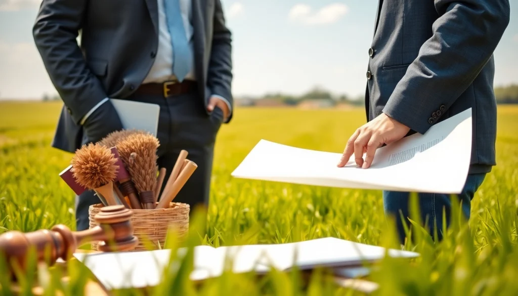 Consultation between an agriculture lawyer and farmer showcasing legal expertise.