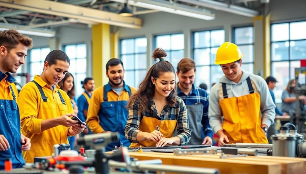 Students practicing skills at trade schools in Southern California, showcasing vocational training.