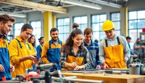 Students practicing skills at trade schools in Southern California, showcasing vocational training.