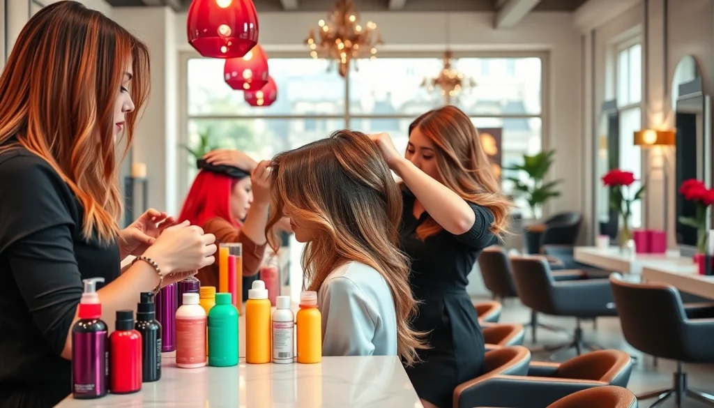 Showcasing a trendy hairstyle bucuresti in a stylish salon setting during a professional styling session.