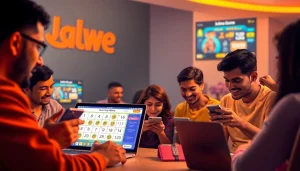 Players enjoying the Jalwa game on various devices, highlighting browser-based accessibility and excitement.