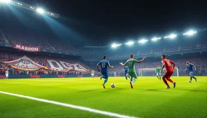 ผลบอลสด บรรยากาศการแข่งขันฟุตบอลที่น่าตื่นเต้นด้วยผู้เล่นและแฟน ๆ ที่มีสีสัน