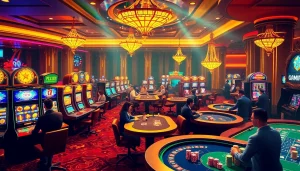 Players winning big at 789P with poker chips and cards in a lively casino atmosphere.
