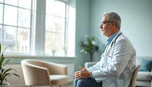 Engaging conversation with a psychiatrist in Dubai, depicting a compassionate and supportive mental health environment.