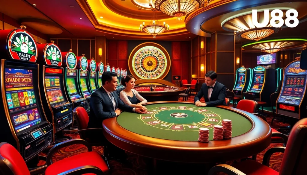 Experience thrilling moments at uu88 with vibrant casino tables and excited players.