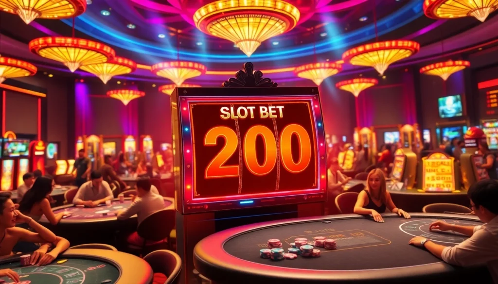 Rasakan sensasi kemenangan di slot bet 200 dalam suasana kasino yang semarak.